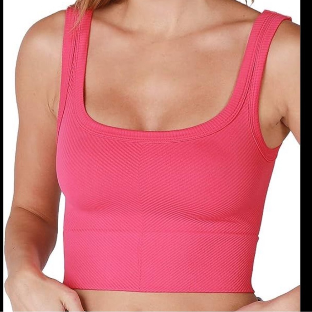 Rock N Rags Pink Ribbed Crop Top